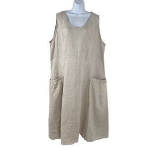 Lintico Linen Dress 3XL Beige‎ Sleeveless Pockets Lagnelook NWT DR-1781